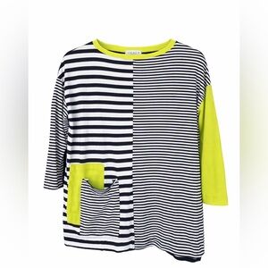 Black and Lime Striped Women's Top